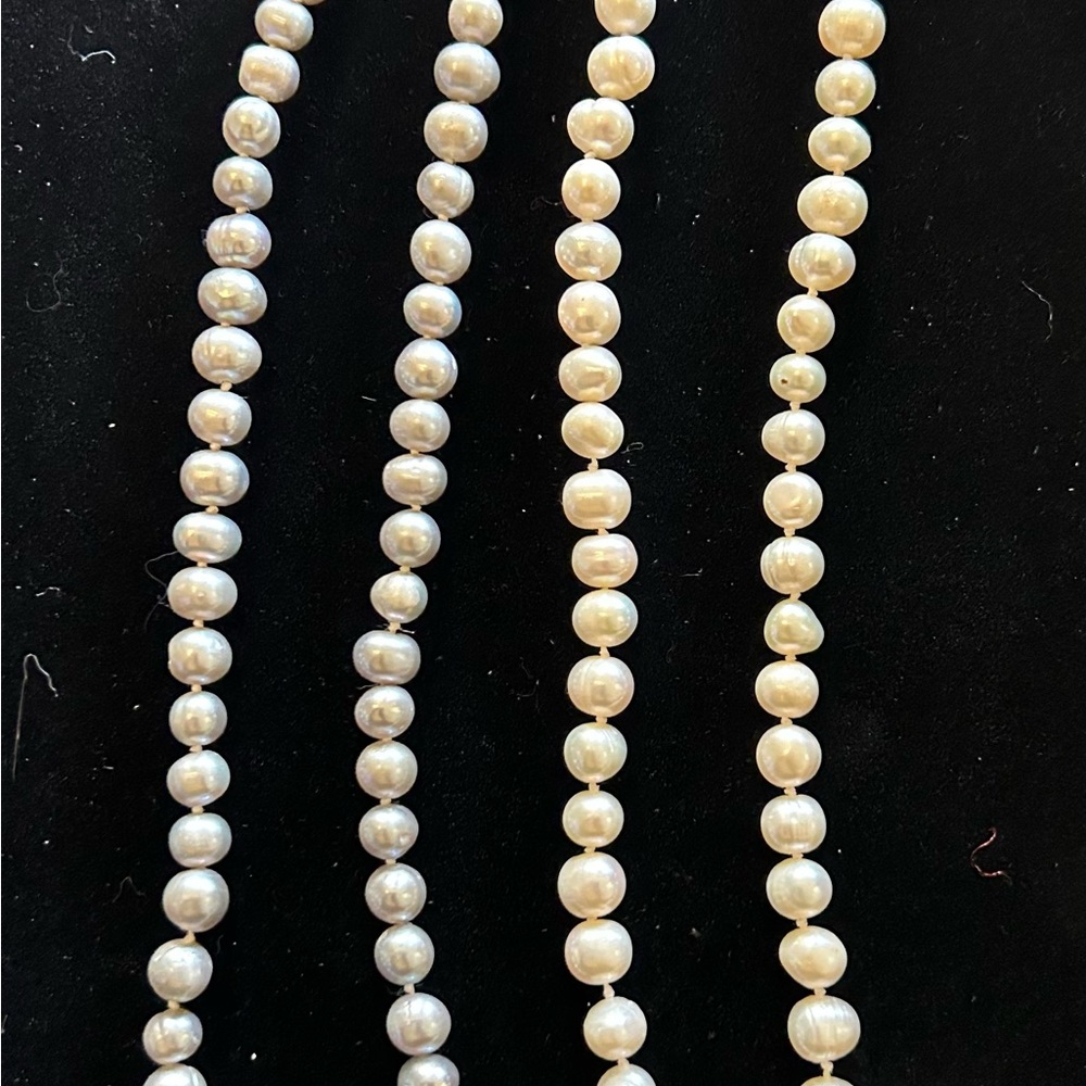 2 Freshwater Pearl Necklaces. Lustrous Light Grey and Cream.